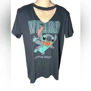 Disney Stitch Choker V-Neck T-Shirt, Wierd since‎ 2002
